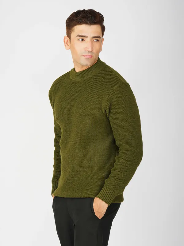 Olive_Men's_Winter_High_Neck_Sweater_Stylish_Warm_Wool_Pullover_For_Cold_Weather