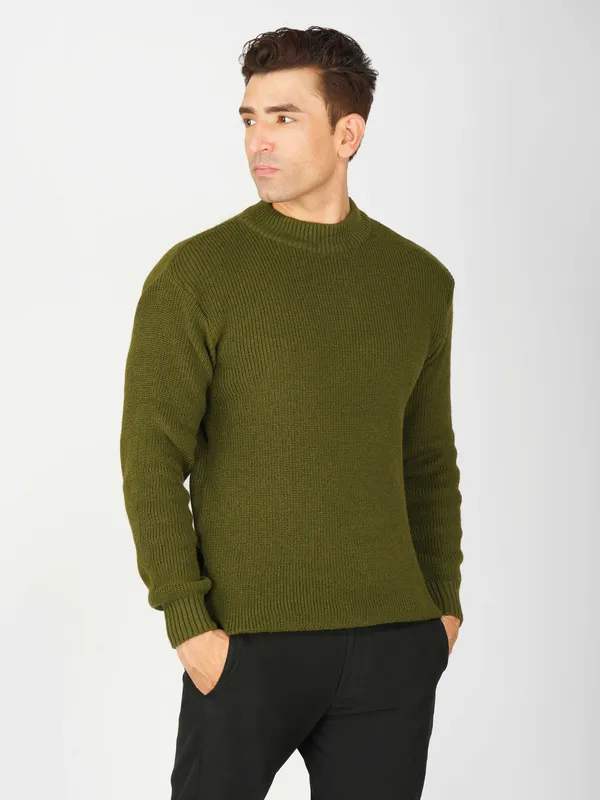 Olive_Men's_Winter_High_Neck_Sweater_Stylish_Warm_Wool_Pullover_For_Cold_Weather