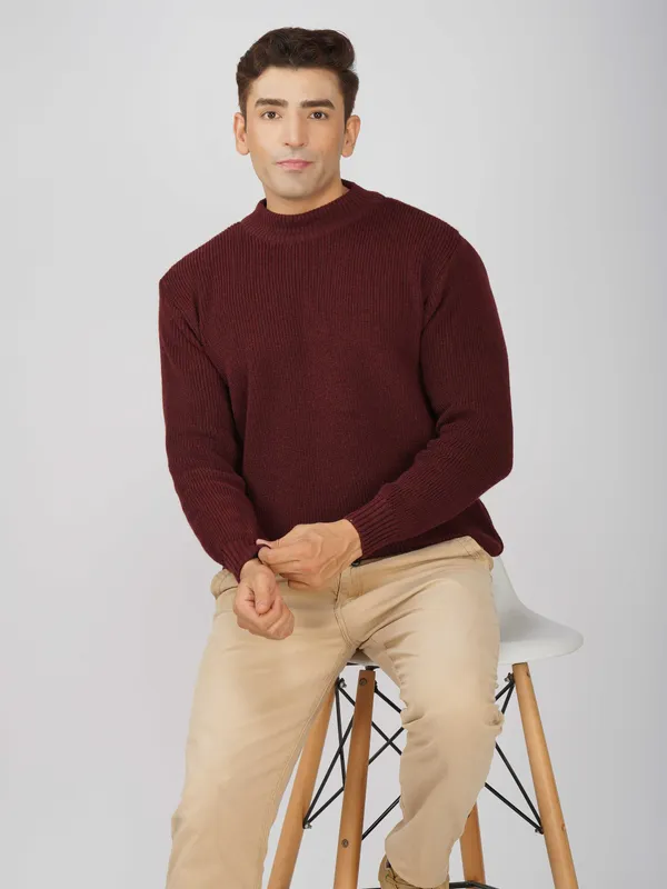 Wine_Men's_Winter_High_Neck_Sweater_Stylish_Warm_Wool_Pullover_For_Cold_Weather