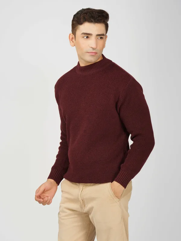 Wine_Men's_Winter_High_Neck_Sweater_Stylish_Warm_Wool_Pullover_For_Cold_Weather