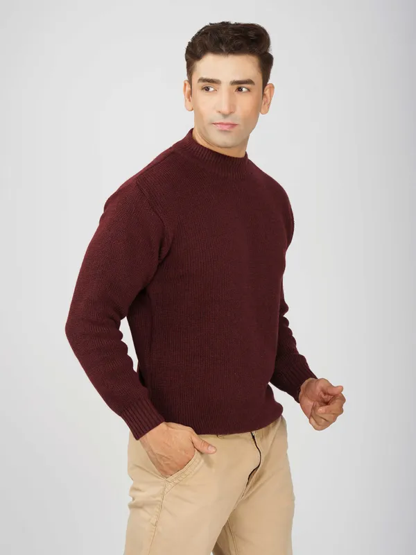 Wine_Men's_Winter_High_Neck_Sweater_Stylish_Warm_Wool_Pullover_For_Cold_Weather