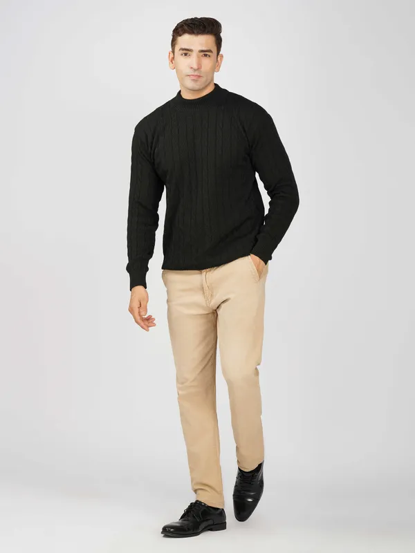 Black_Men's_High_Neck_Cable_Knit_Sweater_Premium_Knitted_Winter_Pullover_For_Men