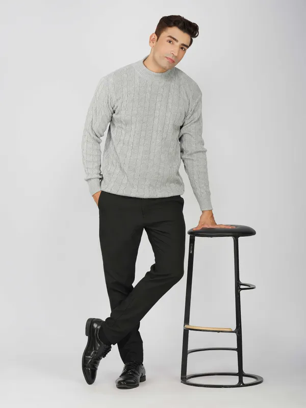 Light_Grey_Men's_High_Neck_Cable_Knit_Sweater_Premium_Knitted_Winter_Pullover_For_Men