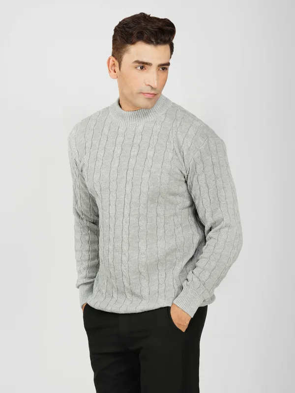 Light_Grey_Men's_High_Neck_Cable_Knit_Sweater_Premium_Knitted_Winter_Pullover_For_Men