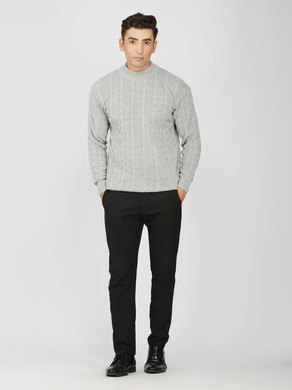 Light_Grey_Men's_High_Neck_Cable_Knit_Sweater_Premium_Knitted_Winter_Pullover_For_Men