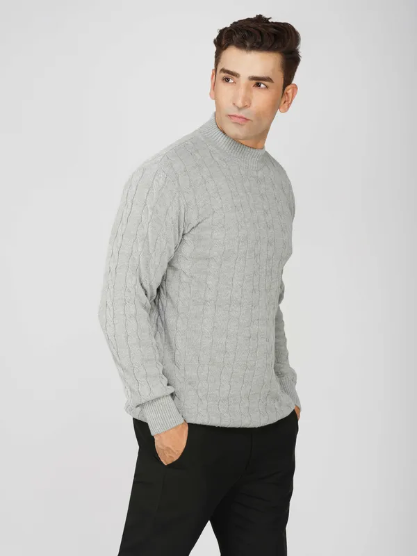 Light_Grey_Men's_High_Neck_Cable_Knit_Sweater_Premium_Knitted_Winter_Pullover_For_Men