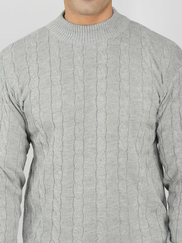 Light_Grey_Men's_High_Neck_Cable_Knit_Sweater_Premium_Knitted_Winter_Pullover_For_Men