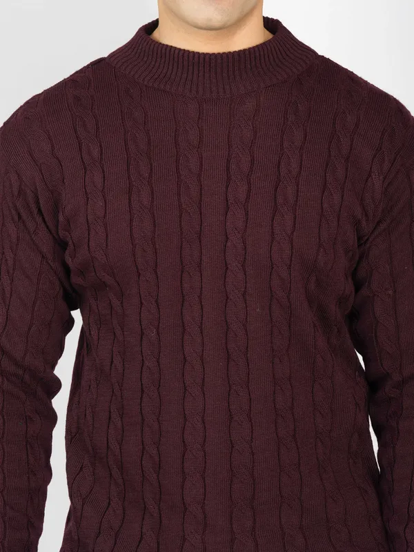 Wine_Men's_High_Neck_Cable_Knit_Sweater_Premium_Knitted_Winter_Pullover_For_Men