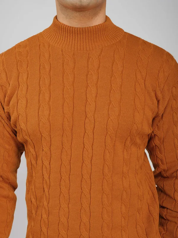 Rust_Men's_High_Neck_Cable_Knit_Sweater_Premium_Knitted_Winter_Pullover_For_Men