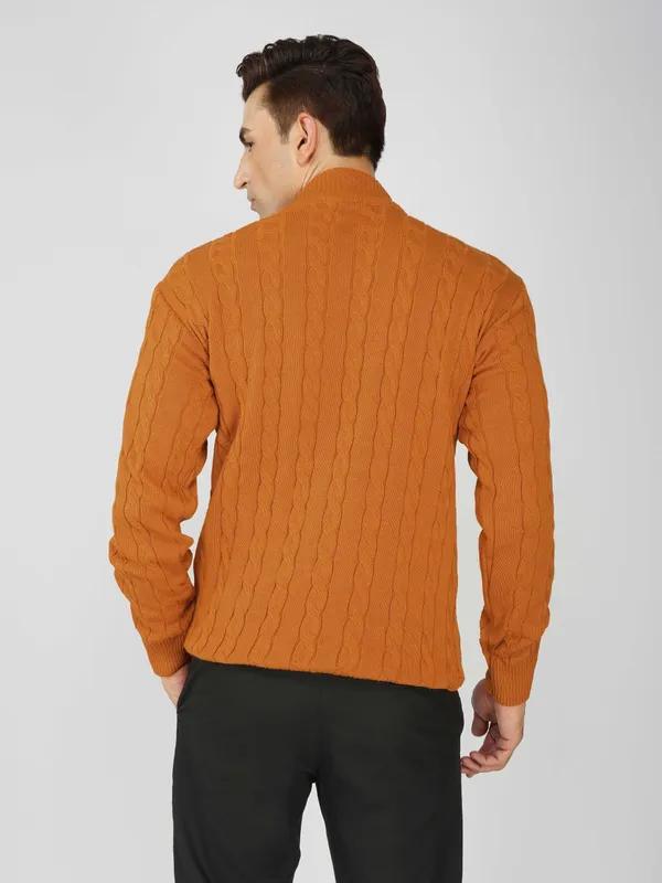 Rust_Men's_High_Neck_Cable_Knit_Sweater_Premium_Knitted_Winter_Pullover_For_Men