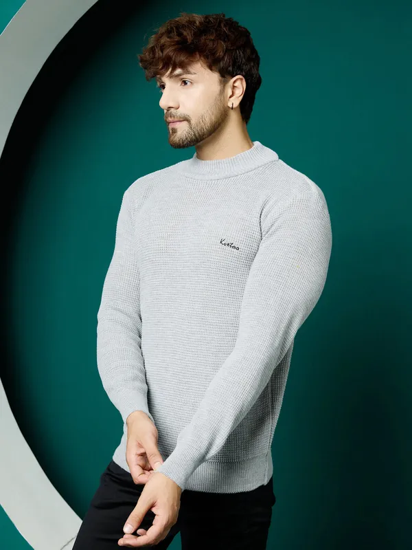 Grey_Mens_High_Neck_Self_Knitted_Plain_Sweater