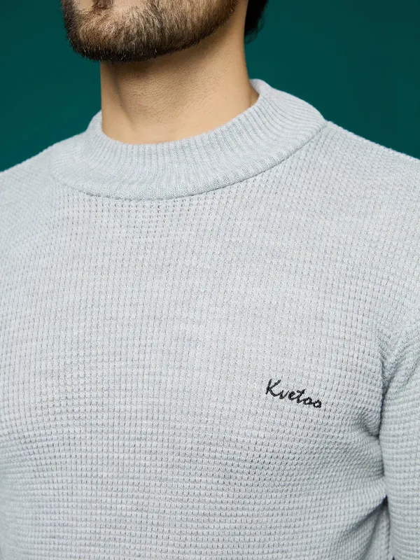 Grey_Mens_High_Neck_Self_Knitted_Plain_Sweater
