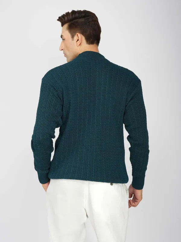 Peacock_Men's_Small_Cable_Knit_High_Neck_Sweater_Winter_Warm_Slim_Fit_Pullover