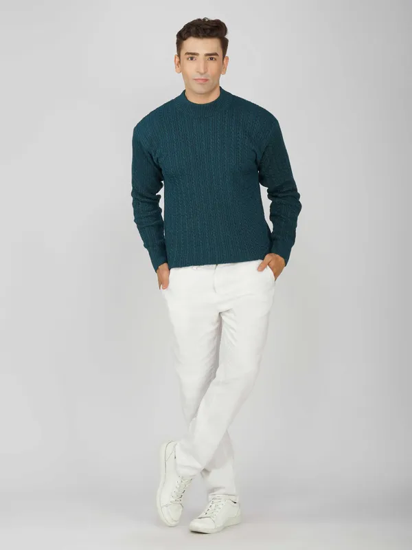 Peacock_Men's_Small_Cable_Knit_High_Neck_Sweater_Winter_Warm_Slim_Fit_Pullover