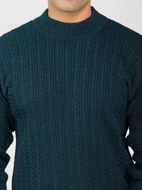 Peacock_Men's_Small_Cable_Knit_High_Neck_Sweater_Winter_Warm_Slim_Fit_Pullover
