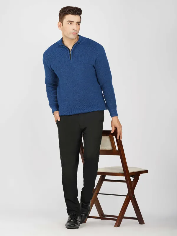 Airforce_Men's_High_Neck_Quarter_Zip_Wool_Sweater_Knitted_Winter_Pullover_For_Office_&_Casual_Wear