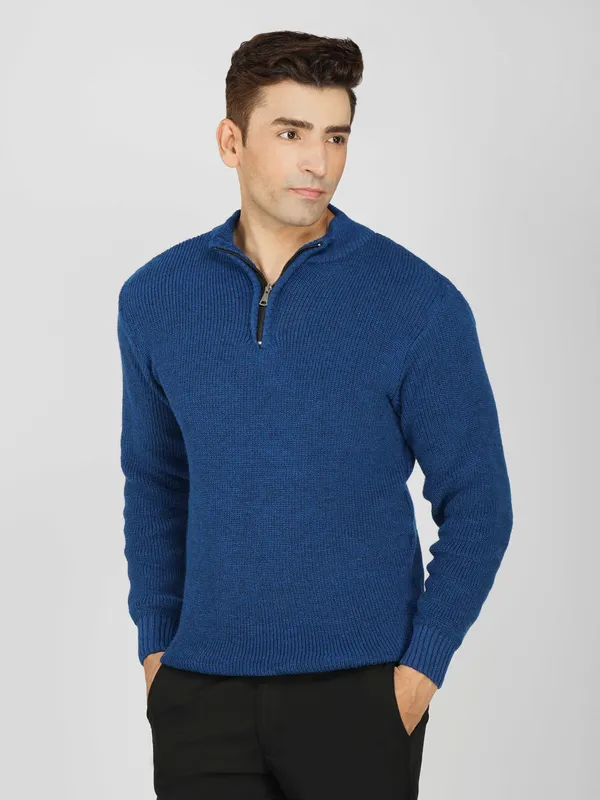 Airforce_Men's_High_Neck_Quarter_Zip_Wool_Sweater_Knitted_Winter_Pullover_For_Office_&_Casual_Wear