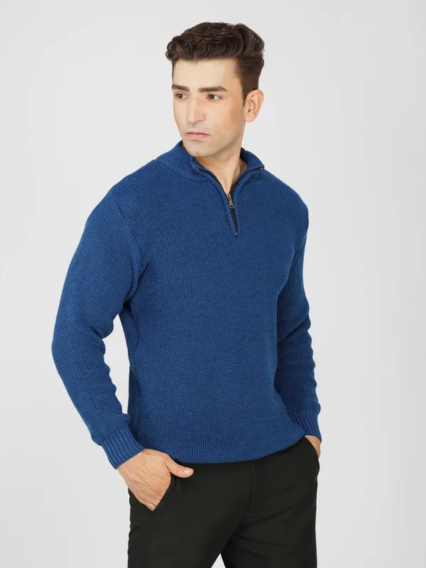 Airforce_Men's_High_Neck_Quarter_Zip_Wool_Sweater_Knitted_Winter_Pullover_For_Office_&_Casual_Wear