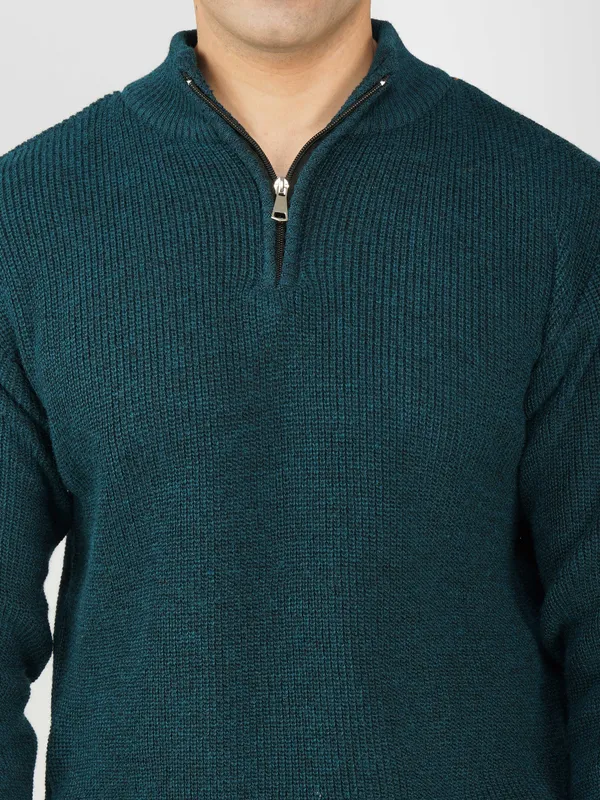 Peacock_Men's_High_Neck_Quarter_Zip_Wool_Sweater_Knitted_Winter_Pullover_For_Office_&_Casual_Wear