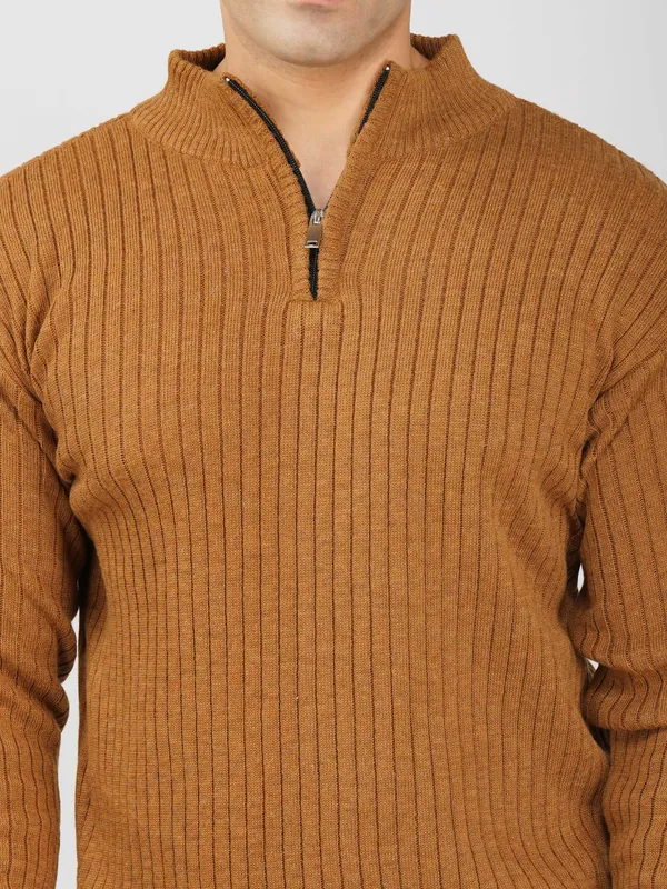 Mustard_Mix_Woolen_Zipper_Sweater_For_Men