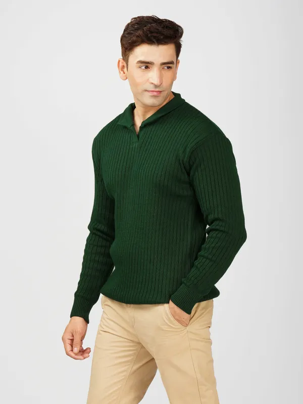 Bottle_Green_Men's_Johnny_Collar_Sweater