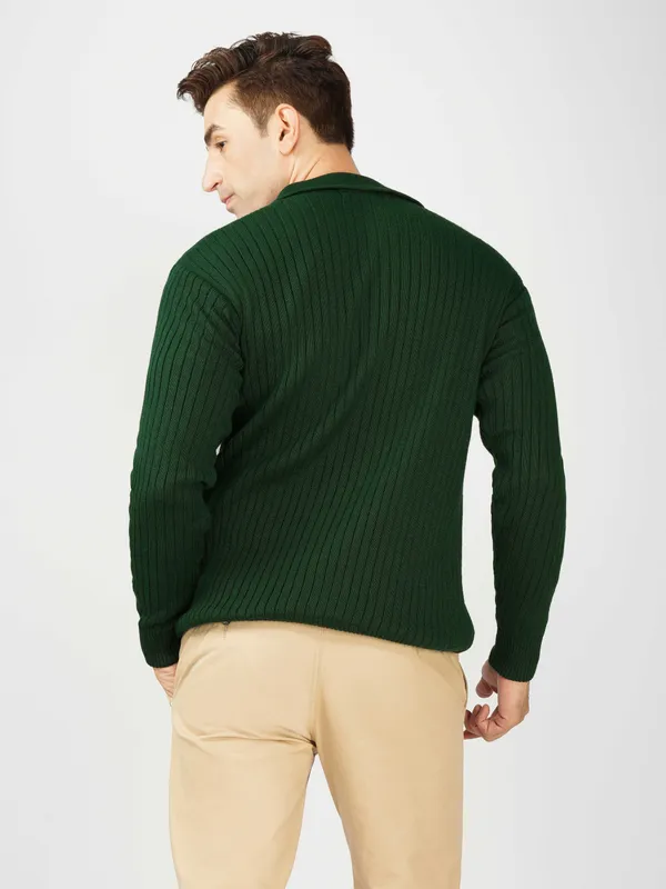 Bottle_Green_Men's_Johnny_Collar_Sweater