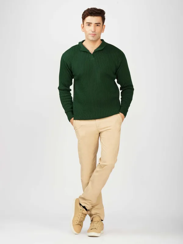 Bottle_Green_Men's_Johnny_Collar_Sweater