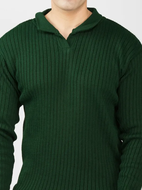 Bottle_Green_Men's_Johnny_Collar_Sweater