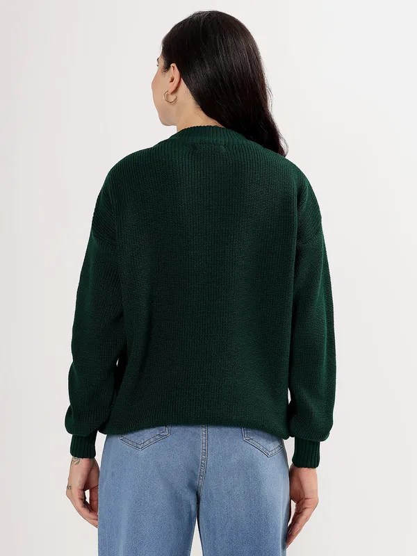 Bottle_Green_Women's_Premium_Knitted_Sweater_Soft_Winter_Pullover,_Elegant_Warm_Knitwear_For_Casual_&_Office_Wear