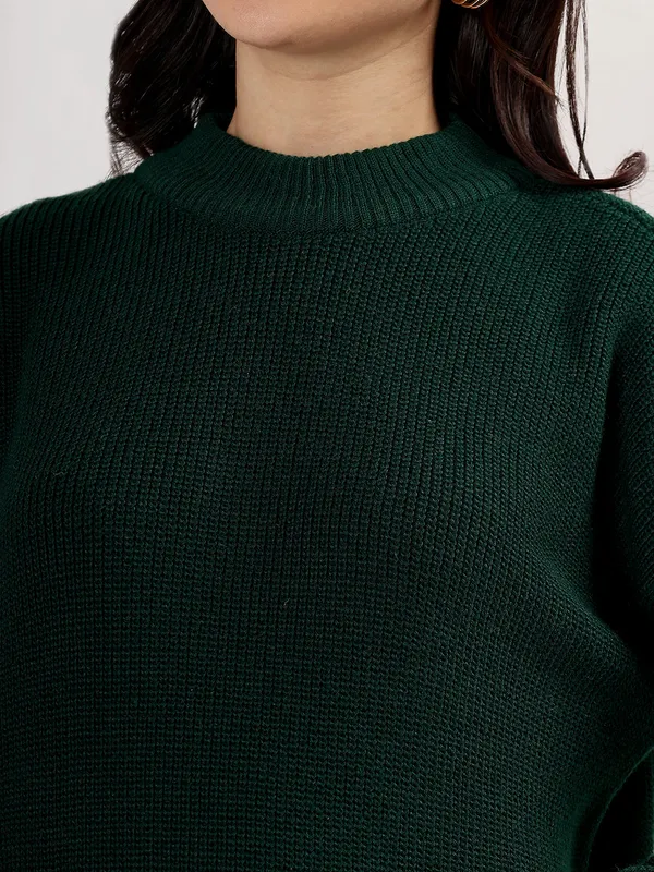 Bottle_Green_Women's_Premium_Knitted_Sweater_Soft_Winter_Pullover,_Elegant_Warm_Knitwear_For_Casual_&_Office_Wear