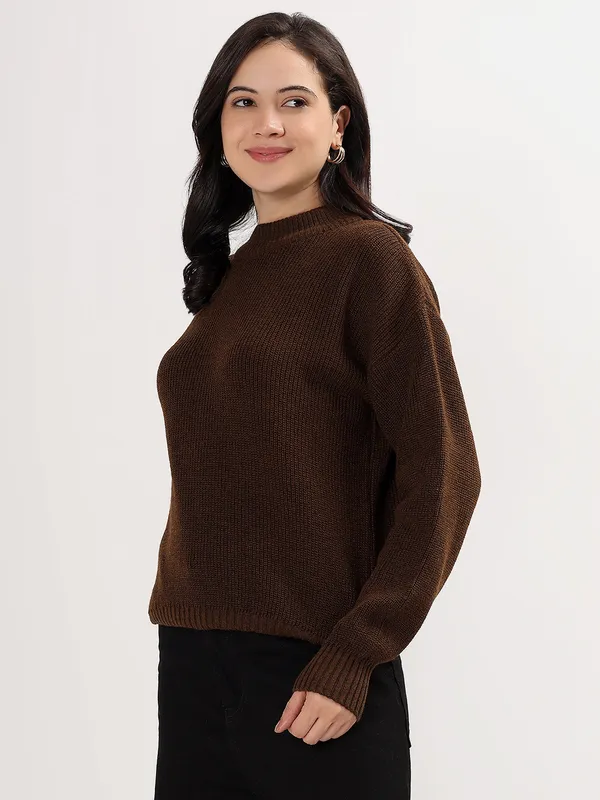 Brown_Women's_Premium_Knitted_Sweater_Soft_Winter_Pullover,_Elegant_Warm_Knitwear_For_Casual_&_Office_Wear