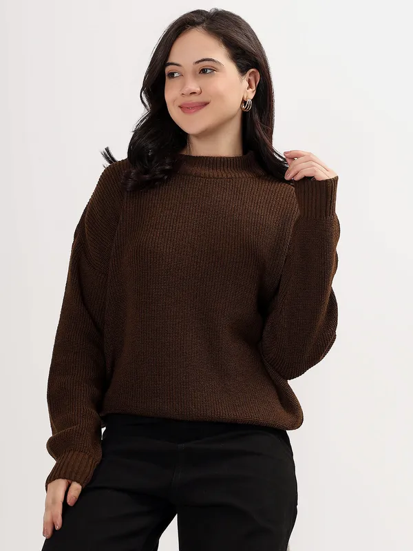 Brown_Women's_Premium_Knitted_Sweater_Soft_Winter_Pullover,_Elegant_Warm_Knitwear_For_Casual_&_Office_Wear