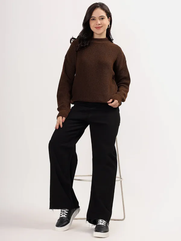 Brown_Women's_Premium_Knitted_Sweater_Soft_Winter_Pullover,_Elegant_Warm_Knitwear_For_Casual_&_Office_Wear