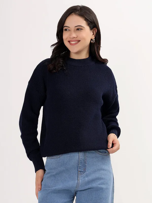 Navy_Women's_Premium_Knitted_Sweater_Soft_Winter_Pullover,_Elegant_Warm_Knitwear_For_Casual_&_Office_Wear