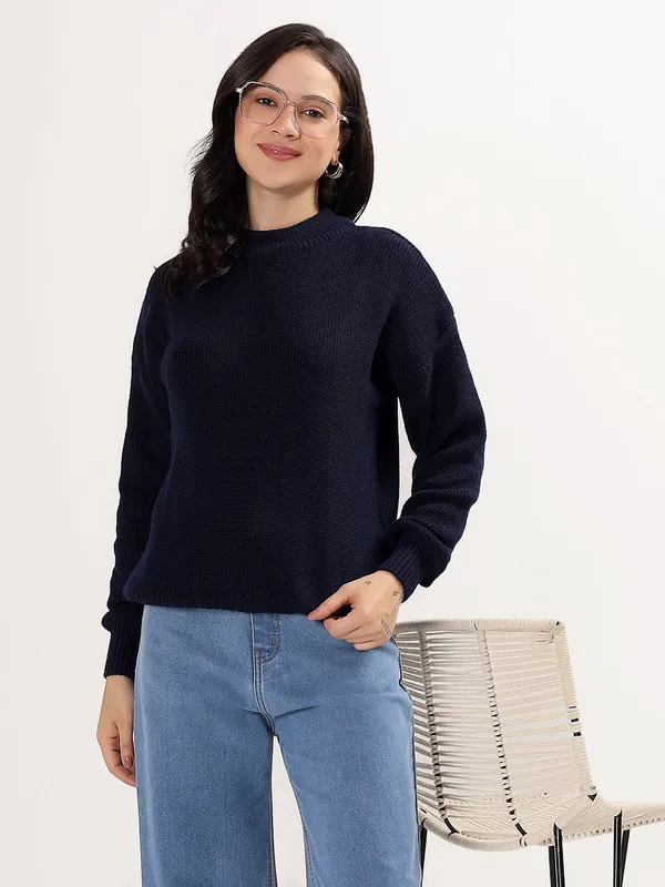 Navy_Women's_Premium_Knitted_Sweater_Soft_Winter_Pullover,_Elegant_Warm_Knitwear_For_Casual_&_Office_Wear