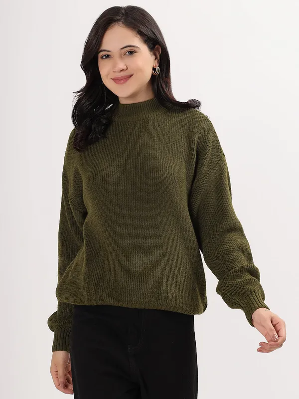 Olive_Women's_Premium_Knitted_Sweater_Soft_Winter_Pullover,_Elegant_Warm_Knitwear_For_Casual_&_Office_Wear