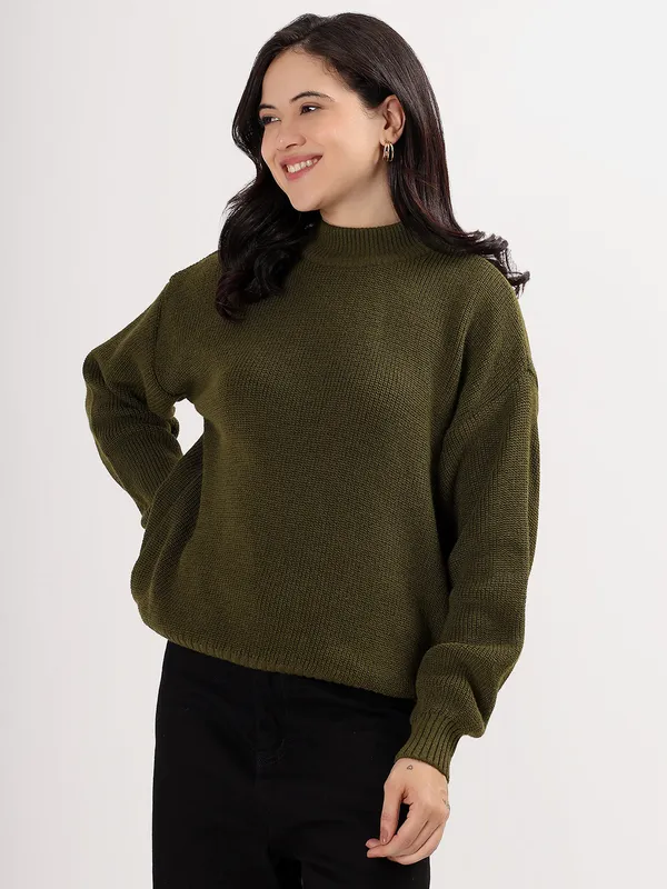 Olive_Women's_Premium_Knitted_Sweater_Soft_Winter_Pullover,_Elegant_Warm_Knitwear_For_Casual_&_Office_Wear