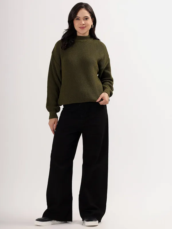 Olive_Women's_Premium_Knitted_Sweater_Soft_Winter_Pullover,_Elegant_Warm_Knitwear_For_Casual_&_Office_Wear