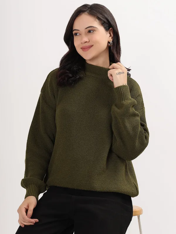 Olive_Women's_Premium_Knitted_Sweater_Soft_Winter_Pullover,_Elegant_Warm_Knitwear_For_Casual_&_Office_Wear
