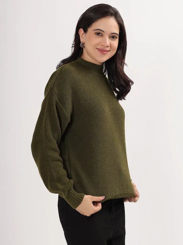 Olive_Women's_Premium_Knitted_Sweater_Soft_Winter_Pullover,_Elegant_Warm_Knitwear_For_Casual_&_Office_Wear