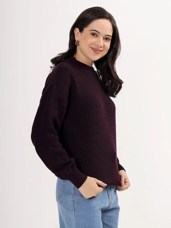 Purple_Women's_Premium_Knitted_Sweater_Soft_Winter_Pullover,_Elegant_Warm_Knitwear_For_Casual_&_Office_Wear
