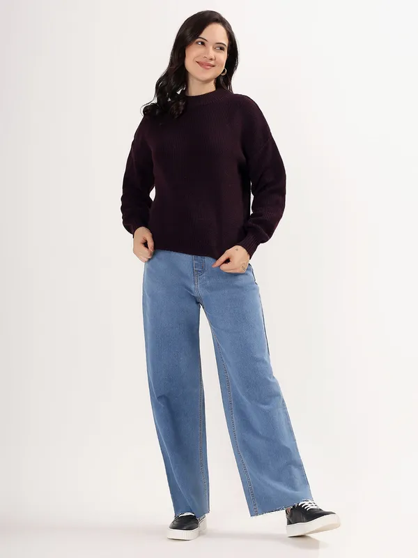 Purple_Women's_Premium_Knitted_Sweater_Soft_Winter_Pullover,_Elegant_Warm_Knitwear_For_Casual_&_Office_Wear