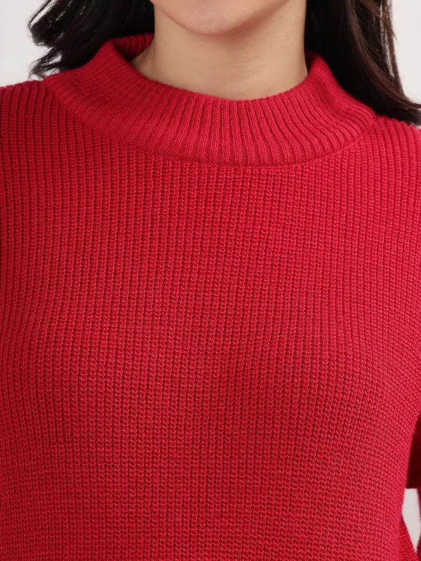 Red_Women's_Premium_Knitted_Sweater_Soft_Winter_Pullover,_Elegant_Warm_Knitwear_For_Casual_&_Office_Wear