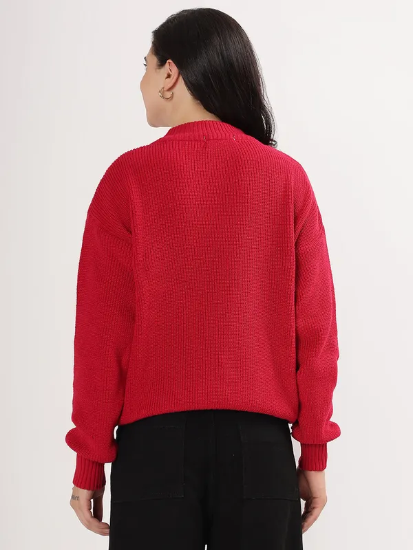 Red_Women's_Premium_Knitted_Sweater_Soft_Winter_Pullover,_Elegant_Warm_Knitwear_For_Casual_&_Office_Wear