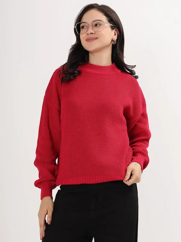 Red_Women's_Premium_Knitted_Sweater_Soft_Winter_Pullover,_Elegant_Warm_Knitwear_For_Casual_&_Office_Wear