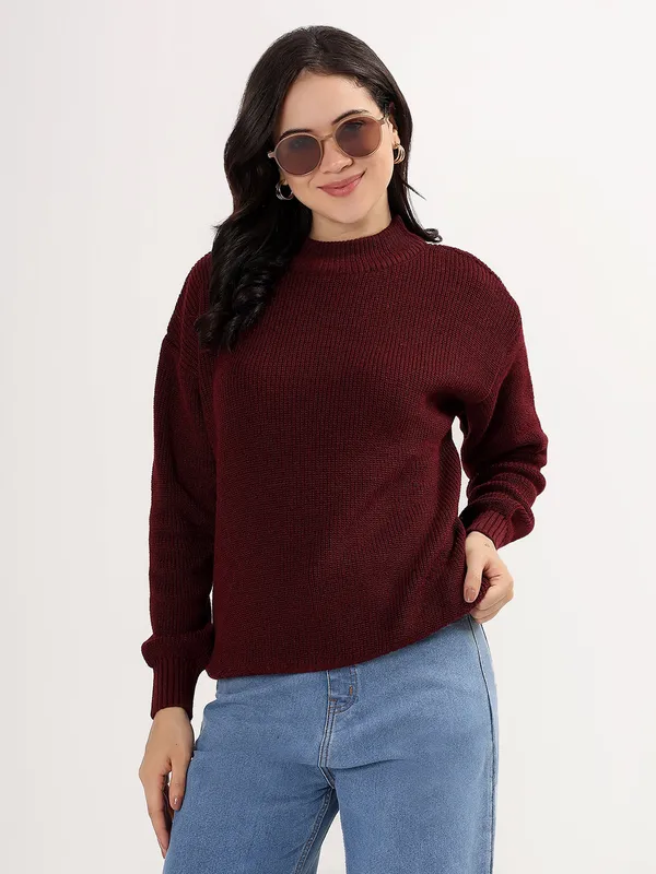 Wine_Women's_Premium_Knitted_Sweater_Soft_Winter_Pullover,_Elegant_Warm_Knitwear_For_Casual_&_Office_Wear