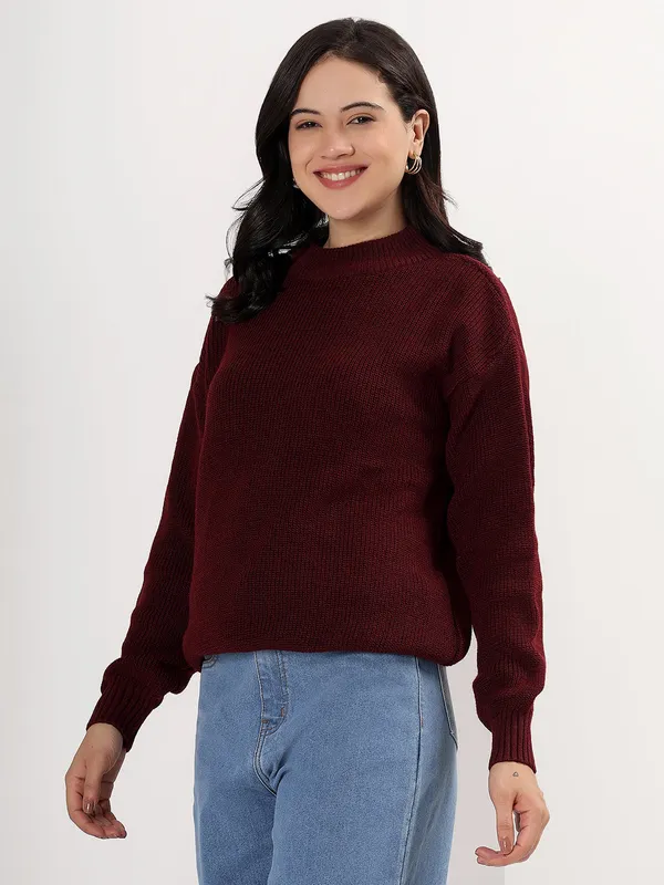 Wine_Women's_Premium_Knitted_Sweater_Soft_Winter_Pullover,_Elegant_Warm_Knitwear_For_Casual_&_Office_Wear