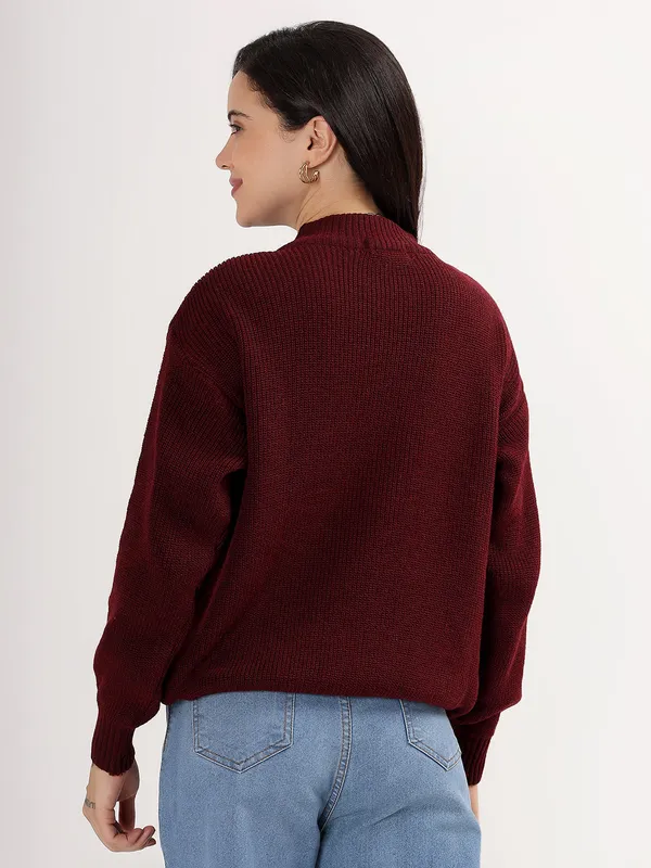 Wine_Women's_Premium_Knitted_Sweater_Soft_Winter_Pullover,_Elegant_Warm_Knitwear_For_Casual_&_Office_Wear
