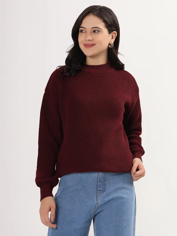 Wine_Women's_Premium_Knitted_Sweater_Soft_Winter_Pullover,_Elegant_Warm_Knitwear_For_Casual_&_Office_Wear