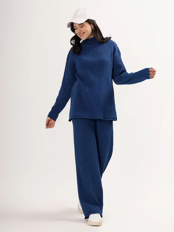 Airforce_Women_Woollen_Co-Ord_Set_High_Neck_Ribbed_Knit_Sweater_&_Wide_Leg_Pants_Winter_Warm_Knitwear